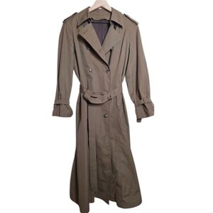London Fog Trench Coat Double-Breasted Women's Vintage 70's Tan Size 14 Regular